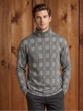 Vintage Orvis 100% Cotton Plaid Turtleneck Glen Check Houndstooth Academia M
